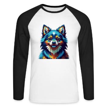 Spielzeug Deutscher Spitz Hund Rasse Bunte Karikatur Kawaii - Unisex Baseballshirt langarm - Weiß/Schwarz - Vorne - Nik (191cm)