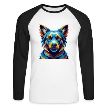 Tosa Hunderasse Buntes Aquarell Cartoon Kawaii - Unisex Baseballshirt langarm - Weiß/Schwarz - Vorne - Nik (191cm)
