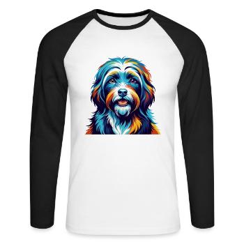 Tibetan Terrier Dog Breed Colorful Cartoon Kawaii - Unisex Long Sleeve Baseball T-Shirt - white/black - Front - Nik (191cm)