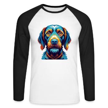 Wirehaired Vizsla Dog Breed Cartoon Kawaii - Unisex Long Sleeve Baseball T-Shirt - white/black - Front - Nik (191cm)