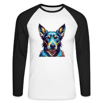 Andalusischer Windhund Hunderasse Bunte Karikatur Kawaii - Unisex Baseballshirt langarm - Weiß/Schwarz - Vorne - Nik (191cm)