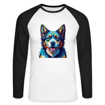 Akbash Hunderasse Bunte Karikatur Kawaii - Unisex Baseballshirt langarm - Weiß/Schwarz - Vorne - Nik (191cm)