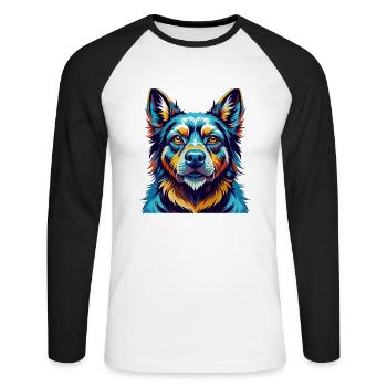 Aryan Molossus Chien Race Coloré Dessin Animé Kawaii - T-shirt baseball manches longues Homme - blanc/noir - Devant - Nik (191cm)