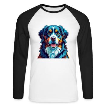 Berner Laufhund Dog Breed Colorful Cartoon Kawaii - Unisex Long Sleeve Baseball T-Shirt - white/black - Front - Nik (191cm)