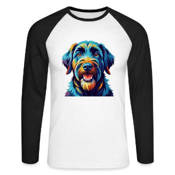 Schwarzer Russischer Terrier Hund Rasse Karikatur Kawaii - Unisex Baseballshirt langarm - Weiß/Schwarz - Vorne - Nik (191cm)