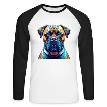 Boerboel Dog Breed Colorful Cartoon Kawaii - Unisex Long Sleeve Baseball T-Shirt - white/black - Front - Nik (191cm)