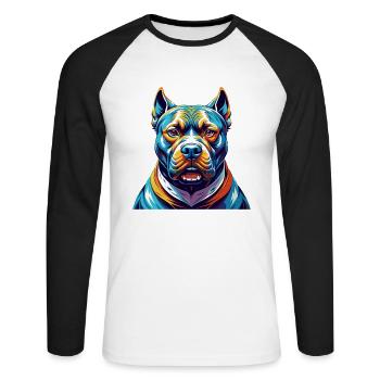 Bully Kutta Dog Breed Colorful Cartoon Kawaii - Unisex Long Sleeve Baseball T-Shirt - white/black - Front - Nik (191cm)