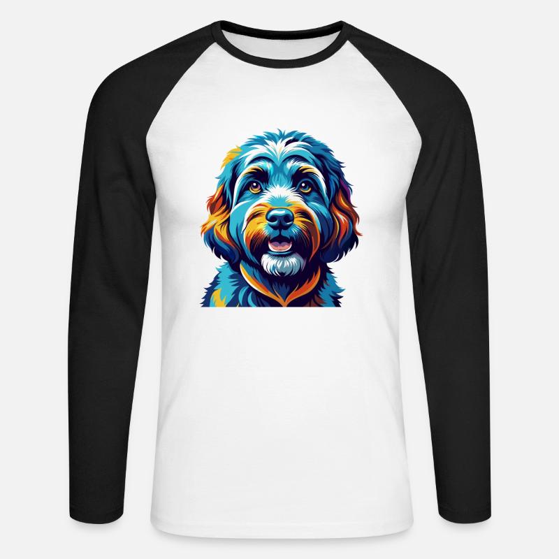 Cockapoo Hunderasse Bunt Karikatur Kawaii - Unisex Baseballshirt langarm - Weiß/Schwarz