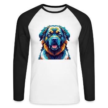 Caucasian Shepherd Dog Breed Cartoon Kawaii - Unisex Long Sleeve Baseball T-Shirt - white/black - Front - Nik (191cm)