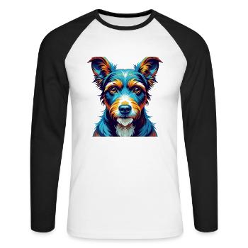Chilean Fox Terrier Dog Breed Cartoon Kawaii - Unisex Long Sleeve Baseball T-Shirt - white/black - Front - Nik (191cm)