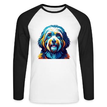 Coton De Tulear Hunderasse Bunte Karikatur Kawaii - Unisex Baseballshirt langarm - Weiß/Schwarz - Vorne - Nik (191cm)