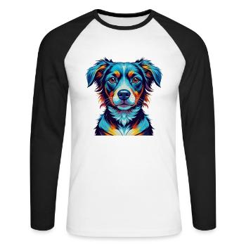 Drever Hunderasse Bunte Karikatur Kawaii - Unisex Baseballshirt langarm - Weiß/Schwarz - Vorne - Nik (191cm)