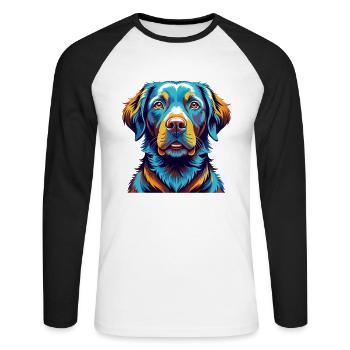 Chesapeake Bay Retriever Dog Breed Cartoon Kawaii - Unisex Long Sleeve Baseball T-Shirt - white/black - Front - Nik (191cm)