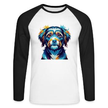 Elou Dog Breed Colorful Watercolor Cartoon Kawaii - Unisex Long Sleeve Baseball T-Shirt - white/black - Front - Nik (191cm)