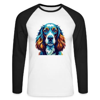 Englischer Cocker Spaniel Hunderasse Karikatur Kawaii - Unisex Baseballshirt langarm - Weiß/Schwarz - Vorne - Nik (191cm)