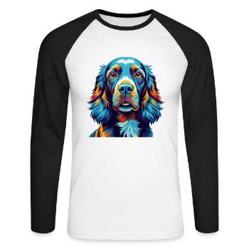 Field Spaniel Hunderasse Bunt Karikatur Kawaii - Unisex Baseballshirt langarm - Weiß/Schwarz - Vorne - Nik (191cm)