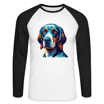 Hannover Windhund Hunderasse Bunt Karikatur Kawaii - Unisex Baseballshirt langarm - Weiß/Schwarz - Vorne - Nik (191cm)