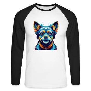 Kai Ken Dog Breed Colorful Cartoon Kawaii - Unisex Long Sleeve Baseball T-Shirt - white/black - Front - Nik (191cm)