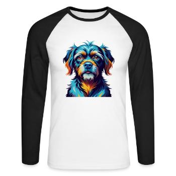 Griffon Bleu De Gascogne Dog Breed Cartoon Kawaii - Unisex Long Sleeve Baseball T-Shirt - white/black - Front - Nik (191cm)