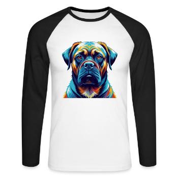 Mastiff Hunderasse Bunte Karikatur Kawaii - Unisex Baseballshirt langarm - Weiß/Schwarz - Vorne - Nik (191cm)