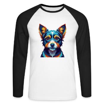 Miniatur Foxterrier Hund Rasse Karikatur Kawaii - Unisex Baseballshirt langarm - Weiß/Schwarz - Vorne - Nik (191cm)