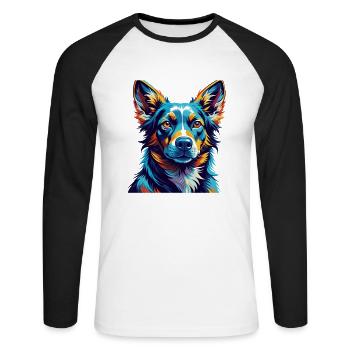 Laufhund Hunderasse Bunte Karikatur Kawaii - Unisex Baseballshirt langarm - Weiß/Schwarz - Vorne - Nik (191cm)