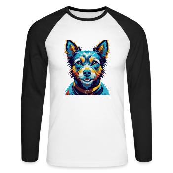 Majorque Ratter Chien Race Coloré Dessin Animé Kawaii - T-shirt baseball manches longues Homme - blanc/noir - Devant - Nik (191cm)