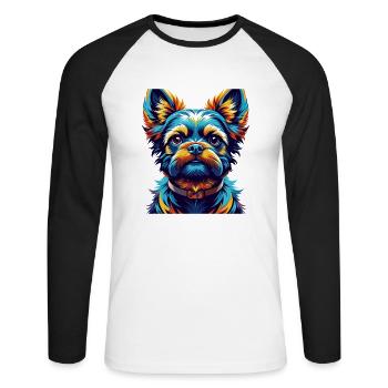 Lapinporokoira Race de chien Dessin animé coloré Kawaii - T-shirt baseball manches longues Homme - blanc/noir - Devant - Nik (191cm)