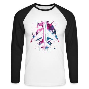 Airplane Steampunk - Unisex Long Sleeve Baseball T-Shirt - white/black - Front - Nik (191cm)