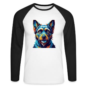 Deutscher Jagdterrier Hunderasse Karikatur Kawaii - Unisex Baseballshirt langarm - Weiß/Schwarz - Vorne - Nik (191cm)