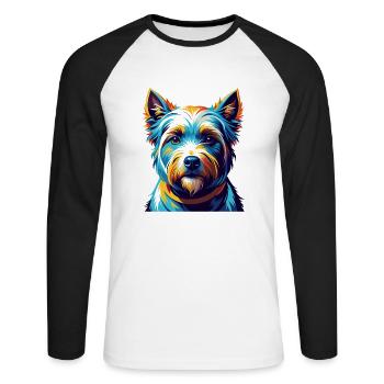 Englisch White Terrier Hunderasse Karikatur Kawaii - Unisex Baseballshirt langarm - Weiß/Schwarz - Vorne - Nik (191cm)