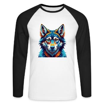 Czechoslovakian Wolfdog Breed Cartoon Kawaii - Unisex Long Sleeve Baseball T-Shirt - white/black - Front - Nik (191cm)