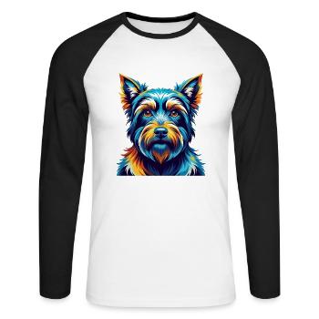 Cesky Terrier Hunderasse Bunte Karikatur Kawaii - Unisex Baseballshirt langarm - Weiß/Schwarz - Vorne - Nik (191cm)