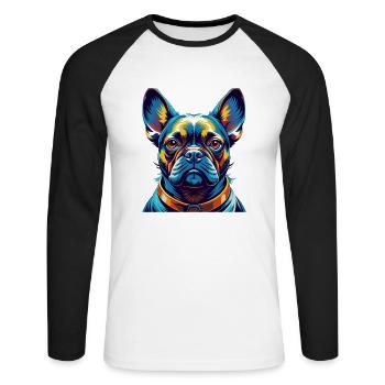 Braque Français Race de chien Coloré Dessin animé Kawaii - T-shirt baseball manches longues Homme - blanc/noir - Devant - Nik (191cm)