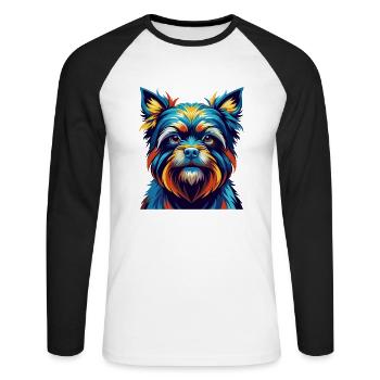 Affenpinscher Chien Race Coloré Dessin animé Kawaii - T-shirt baseball manches longues Homme - blanc/noir - Devant - Nik (191cm)