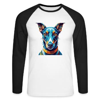 Rampur lévrier chien race coloré dessin animé Kawaii - T-shirt baseball manches longues Homme - blanc/noir - Devant - Nik (191cm)