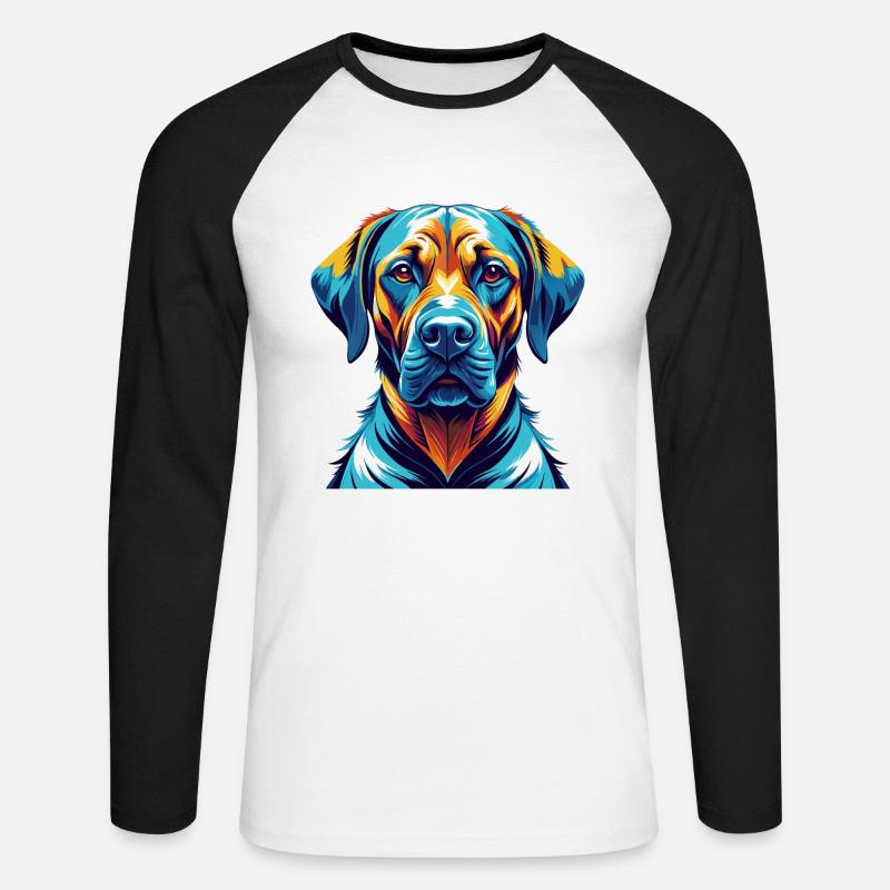 Rhodesian Ridgeback Hunderasse Karikatur Kawaii - Unisex Baseballshirt langarm - Weiß/Schwarz