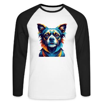 Ratonero Murciano Race Chien Dessin Animé Kawaii - T-shirt baseball manches longues Homme - blanc/noir - Devant - Nik (191cm)
