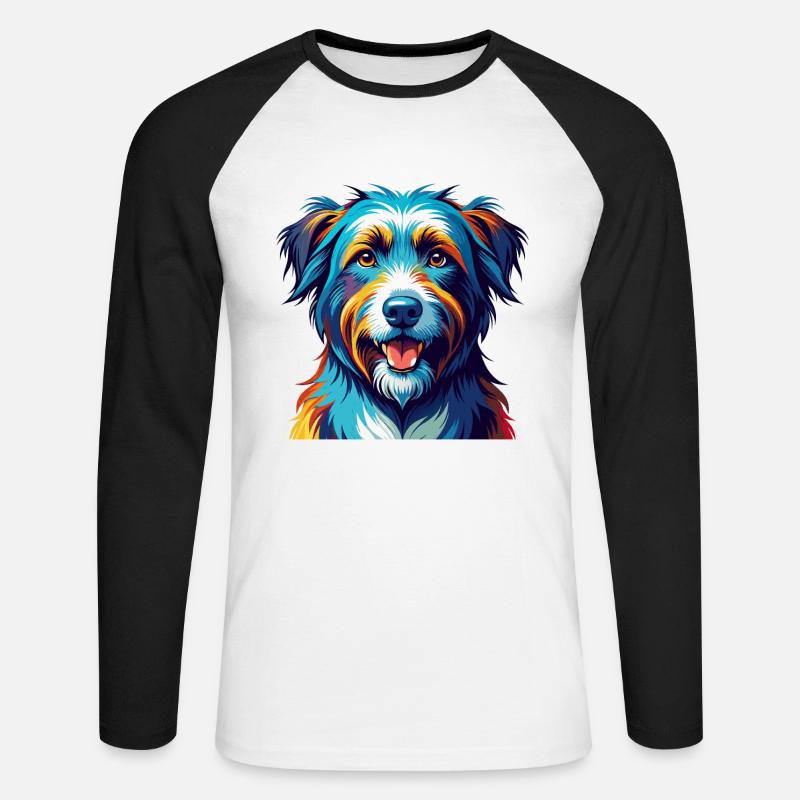 Pyrenäenschäferhund Hunderasse Karikatur Kawaii - Unisex Baseballshirt langarm - Weiß/Schwarz
