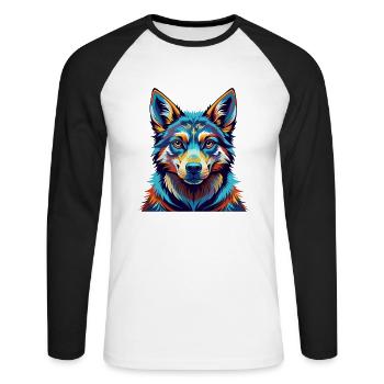 Tamaskan Dog Breed Colorful Cartoon Kawaii - Unisex Long Sleeve Baseball T-Shirt - white/black - Front - Nik (191cm)