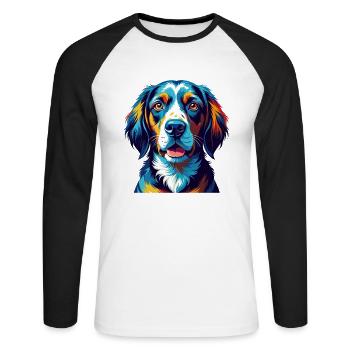 Poitevin Hound Dog Breed Colorful Cartoon Kawaii - Unisex Long Sleeve Baseball T-Shirt - white/black - Front - Nik (191cm)