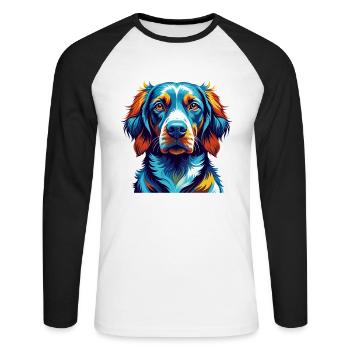 Polnische Jagdhunderasse Bunte Karikatur Kawaii - Unisex Baseballshirt langarm - Weiß/Schwarz - Vorne - Nik (191cm)