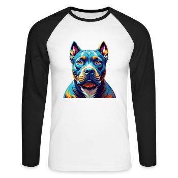 Pitbull Dog Breed Colorful Cartoon Kawaii - Unisex Long Sleeve Baseball T-Shirt - white/black - Front - Nik (191cm)