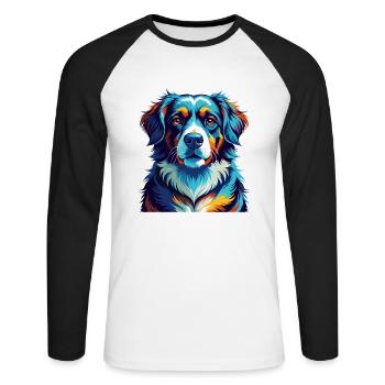 Slovensky Cuvac Chien Race Coloré Dessin Animé Kawaii - T-shirt baseball manches longues Homme - blanc/noir - Devant - Nik (191cm)