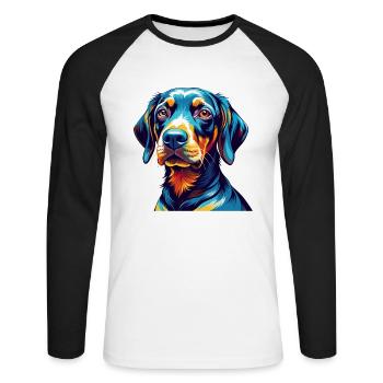 Plott Hound Hund Rasse Bunte Karikatur Kawaii - Unisex Baseballshirt langarm - Weiß/Schwarz - Vorne - Nik (191cm)