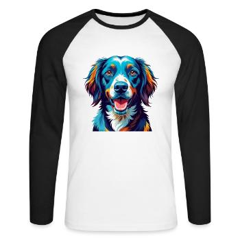 Stabyhoun Chien Race Coloré Dessin Animé Kawaii - T-shirt baseball manches longues Homme - blanc/noir - Devant - Nik (191cm)