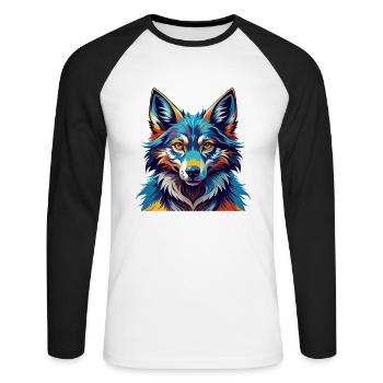 Saarloos Wolfdog Rasse Bunte Karikatur Kawaii - Unisex Baseballshirt langarm - Weiß/Schwarz - Vorne - Nik (191cm)