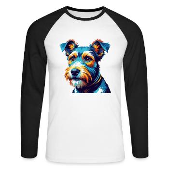 Wire Fox Terrier Dog Breed Colorful Cartoon Kawaii - Unisex Long Sleeve Baseball T-Shirt - white/black - Front - Nik (191cm)
