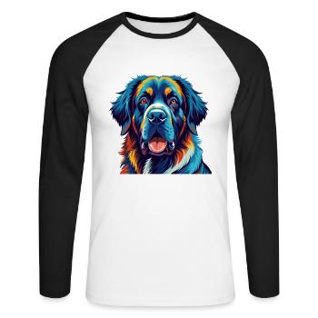 Spanish Mastiff Dog Breed Colorful Cartoon Kawaii - Unisex Long Sleeve Baseball T-Shirt - white/black - Front - Nik (191cm)