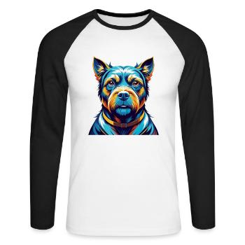Tosa Hunderasse Buntes Aquarell Cartoon Kawaii - Unisex Baseballshirt langarm - Weiß/Schwarz - Vorne - Nik (191cm)